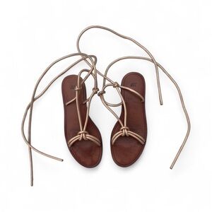 H&M Premium Quality Rose Gold Lace Up Leather Sandals 8